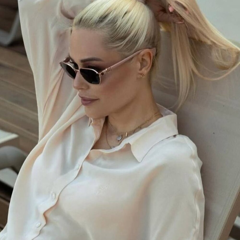 Gucci GG1593S 003 Oval Sunglasses - Rose Gold/Dark Violet